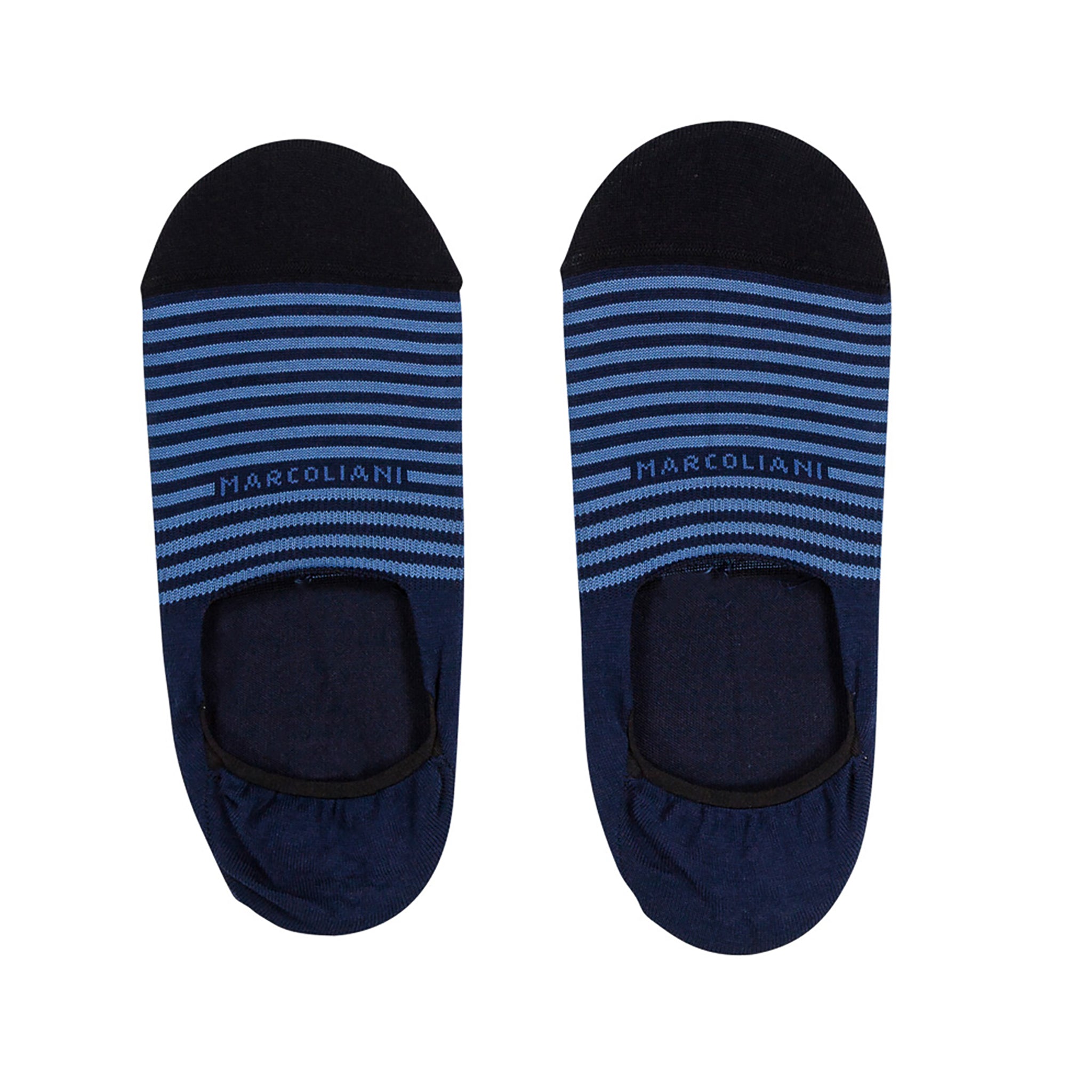 Royal Blue Stripe Invisible Touch No-Show Socks - Marcoliani - Boutique Jacques International