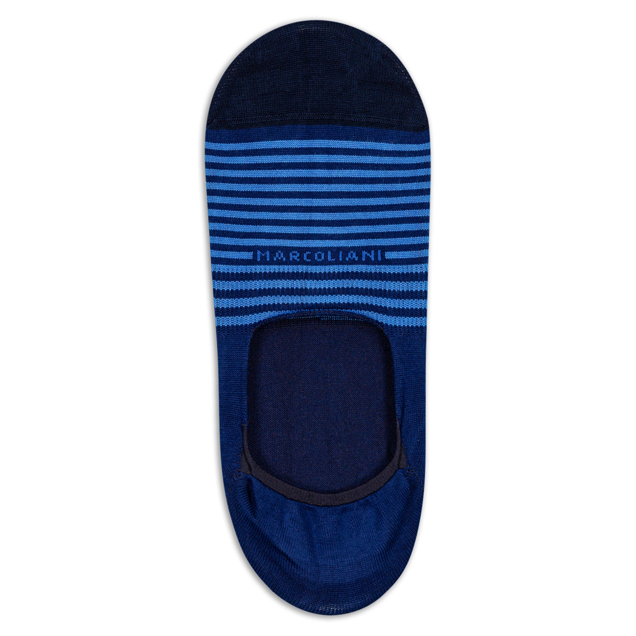Royal Blue Stripe Invisible Touch No-Show Socks - Marcoliani - Boutique Jacques International
