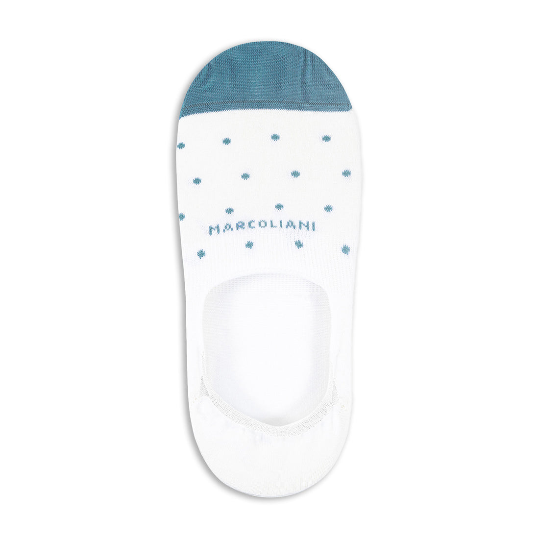 White & Denim Blue Polka Dot Invisible Touch No-Show Socks - Marcoliani - Boutique Jacques International