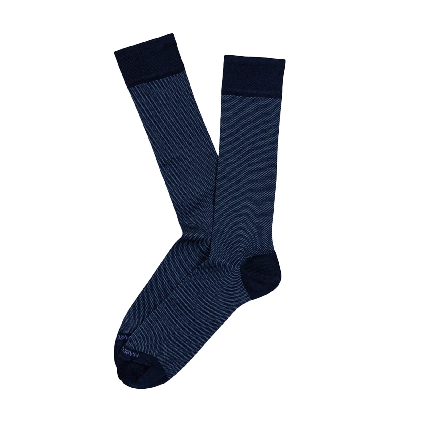 Navy Blue Birdseye Pima Cotton Mid-Calf Sock - Marcoliani