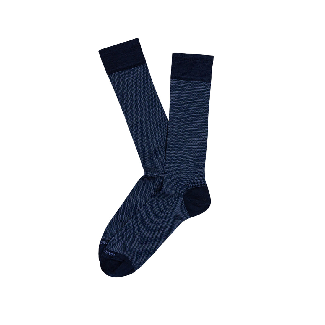 Chaussettes mi-mollet en coton Pima œil-de-perdrix bleu marine - Marcoliani