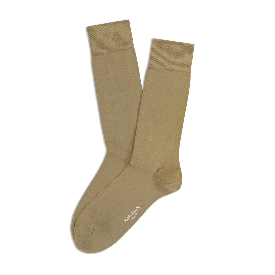 Khaki Solid Pima Cotton Mid-Calf Sock - Marcoliani