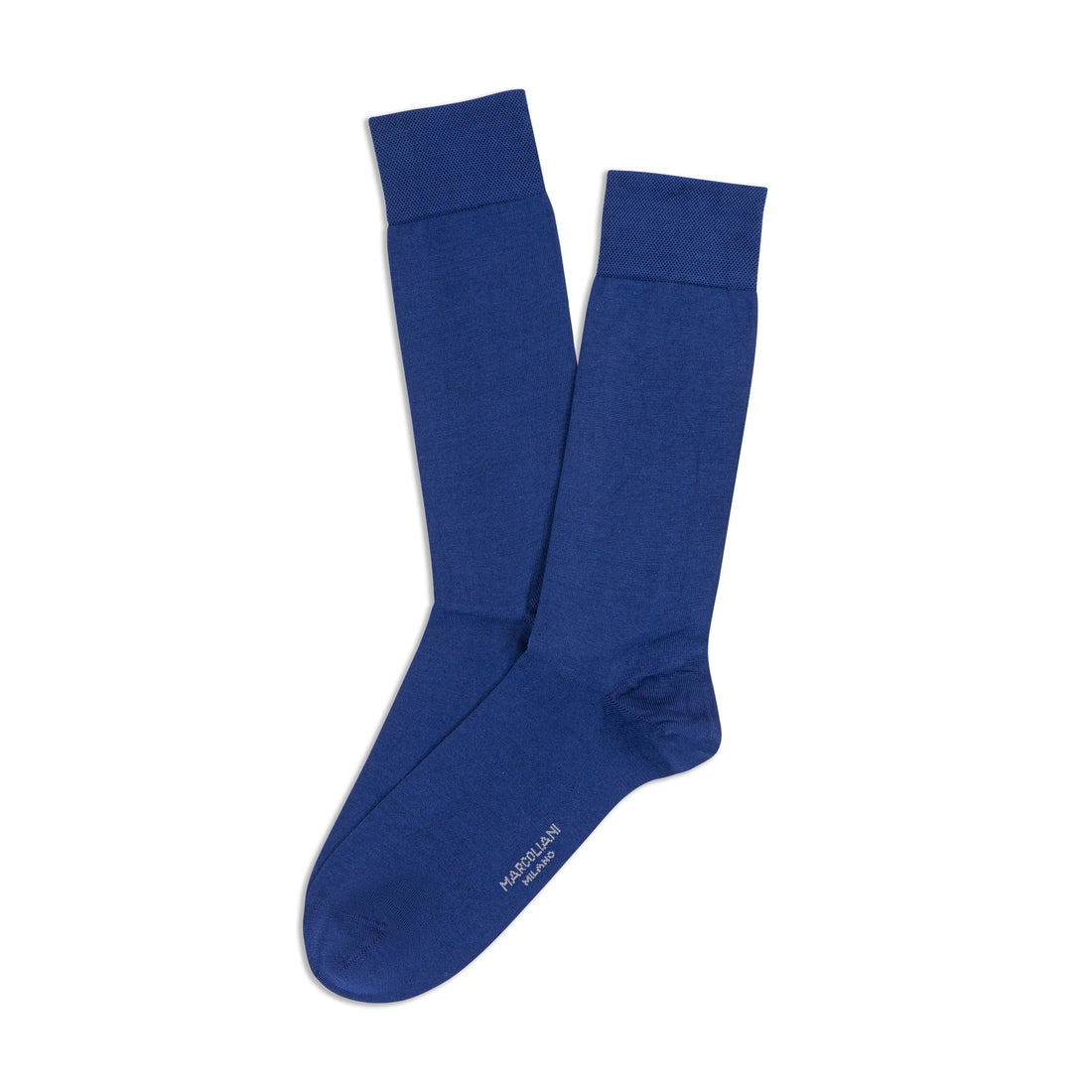 Cobalt Blue Classic Plain Pima Cotton Mid-Calf Sock - Marcoliani - Boutique Jacques International