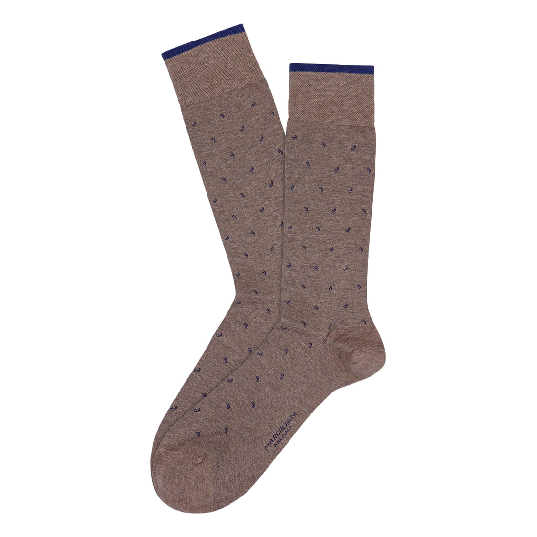 Cappuccino Brown Micro Paisley Pima Cotton Mid-Calf Socks - Marcoliani - Boutique Jacques International