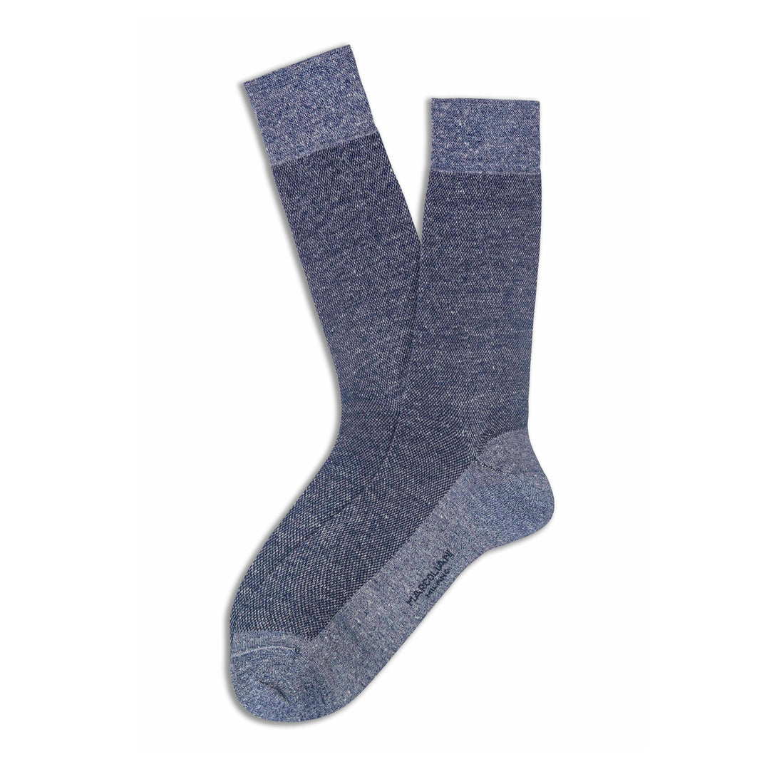 Marina Blue Linen-Blend Piqué Textured Mid-Calf Socks - Marcoliani - Boutique Jacques International