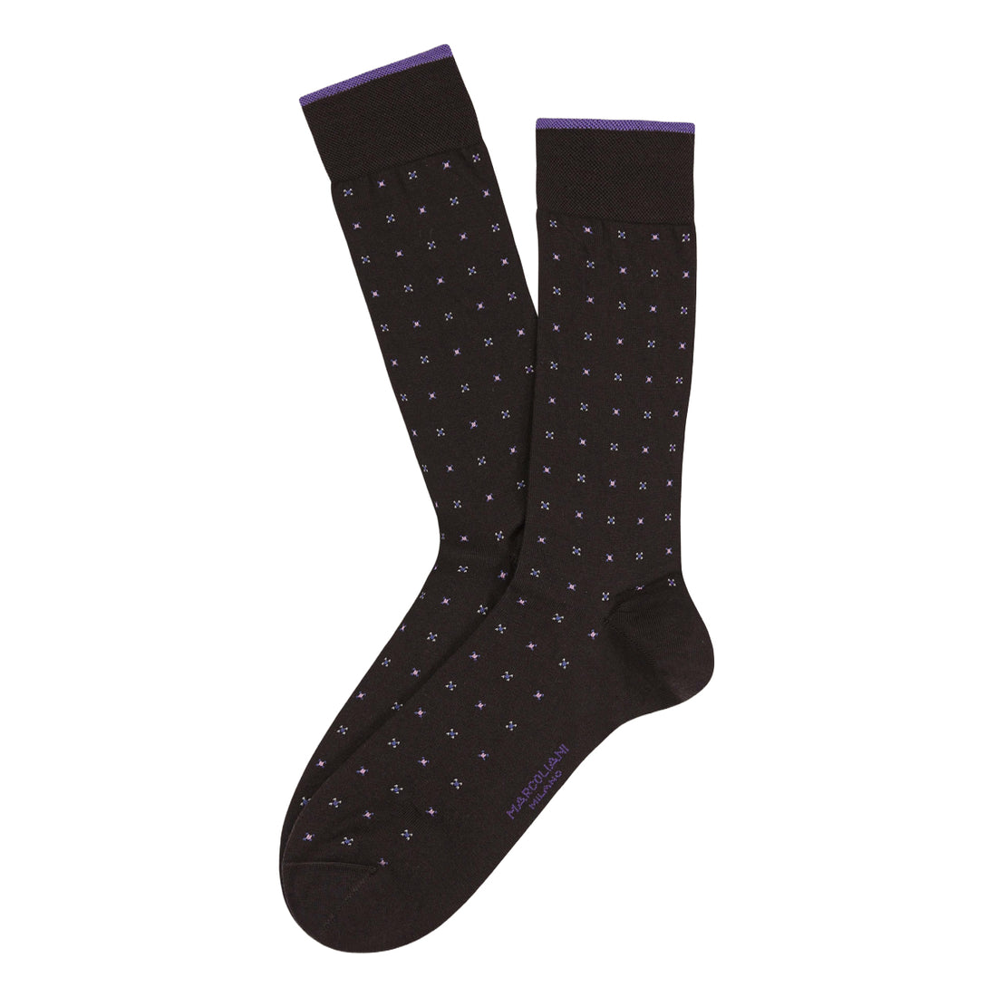 Dark Brown Micro Tie Merino Wool Mid-Calf Socks - Marcoliani - Boutique Jacques International