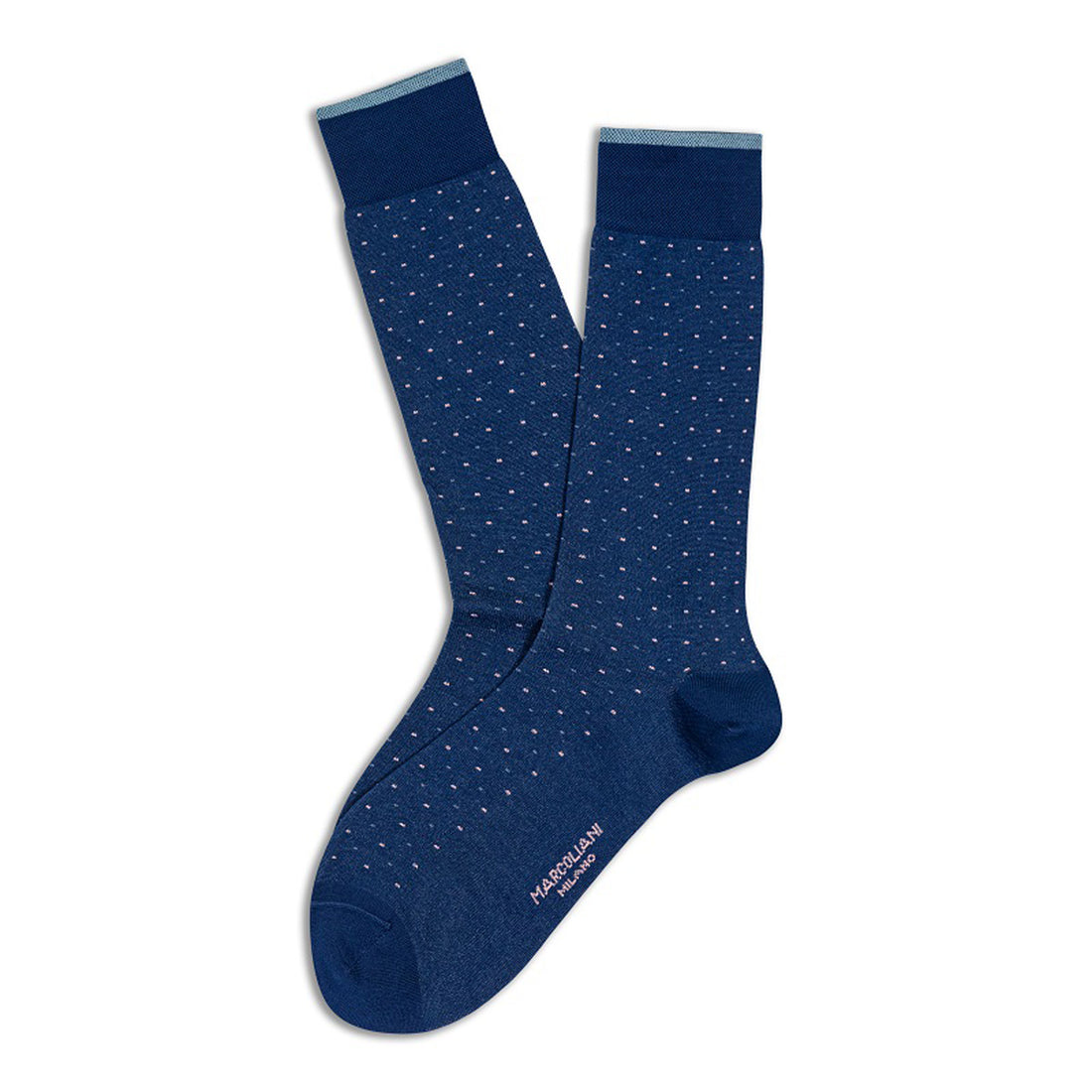 Denim Blue Lisle Varese Pindot Pima Cotton Mid-Calf Sock - Marcoliani - Boutique Jacques International