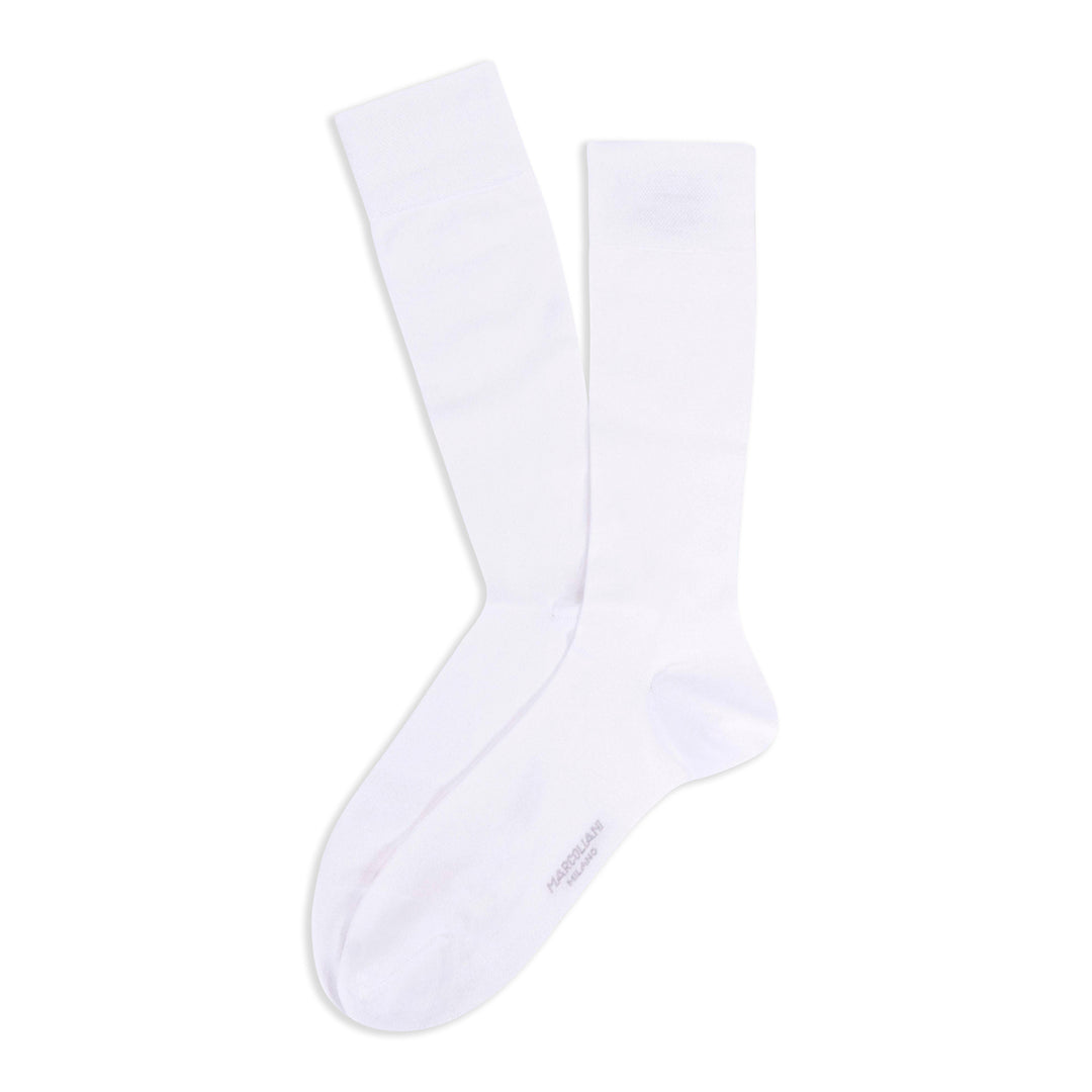 White Classic Plain Fresh of Modal Mid-Calf Socks - Marcoliani - Boutique Jacques International