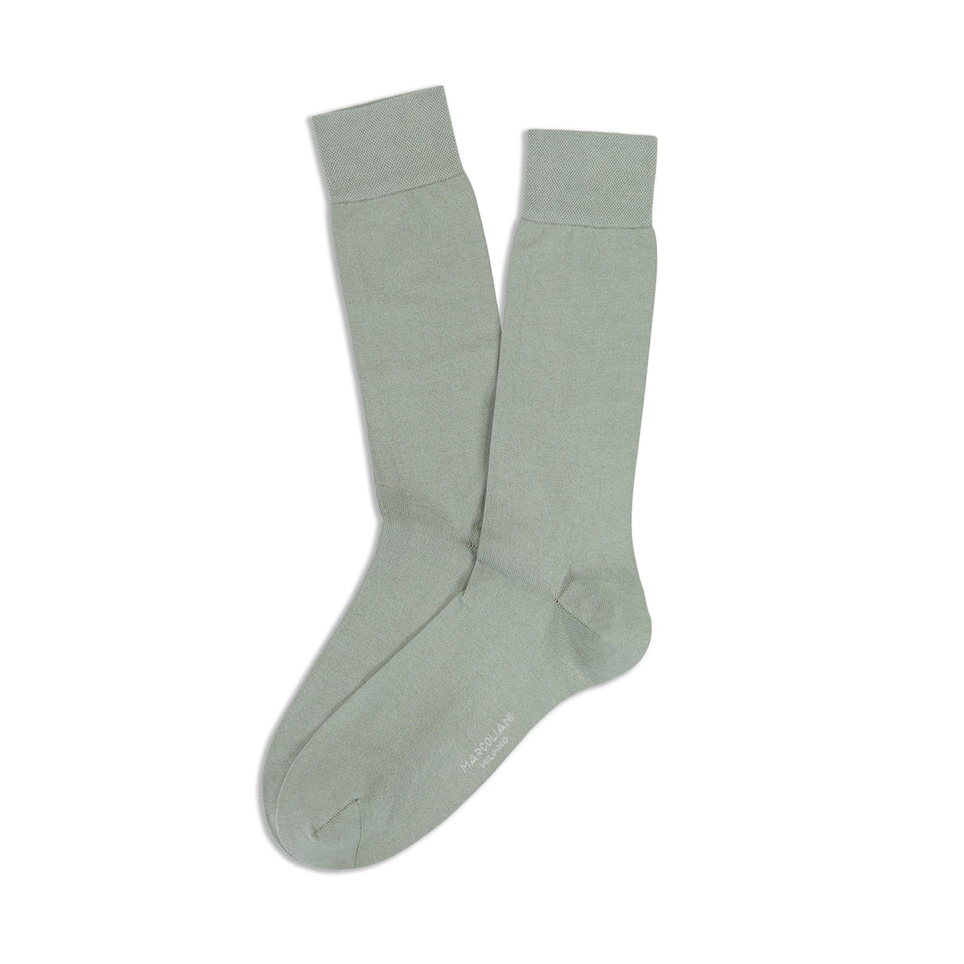 Sage Green Classic Plain Fresh of Modal Mid-Calf Socks - Marcoliani - Boutique Jacques International