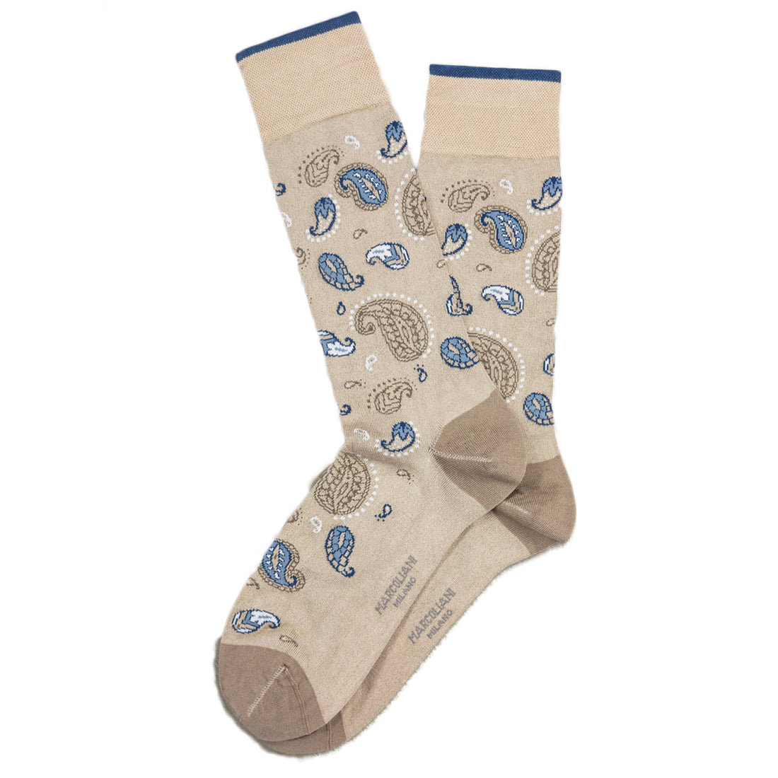 Beige Fresh of Modal Kerala Paisley Mid-Calf Socks - Marcoliani