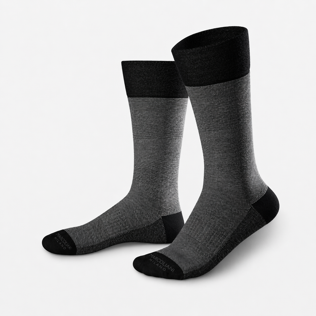 Black Micro Stripes Pima Cotton Mid-Calf Sneaker Sock - Marcoliani - Boutique Jacques International