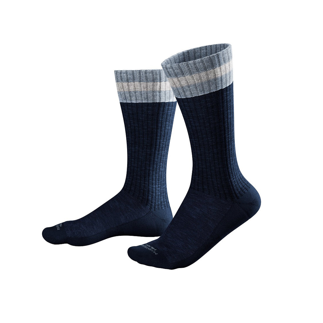 Navy Blue Pima Cotton Preppy Stripe Mid-Calf Sneaker Socks - Marcoliani