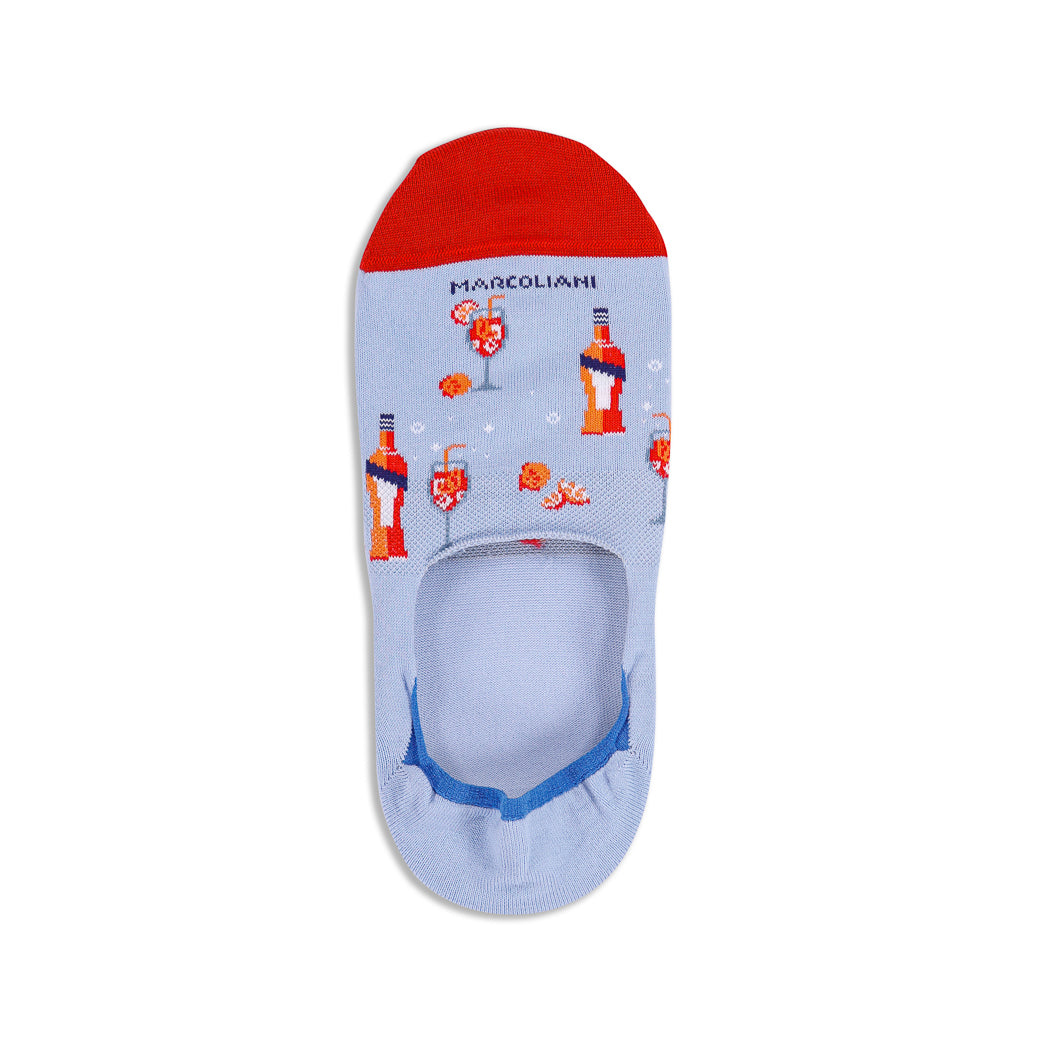 Light Blue Aperol Spritz Motif Invisible Touch No-Show Socks - Marcoliani - Boutique Jacques International