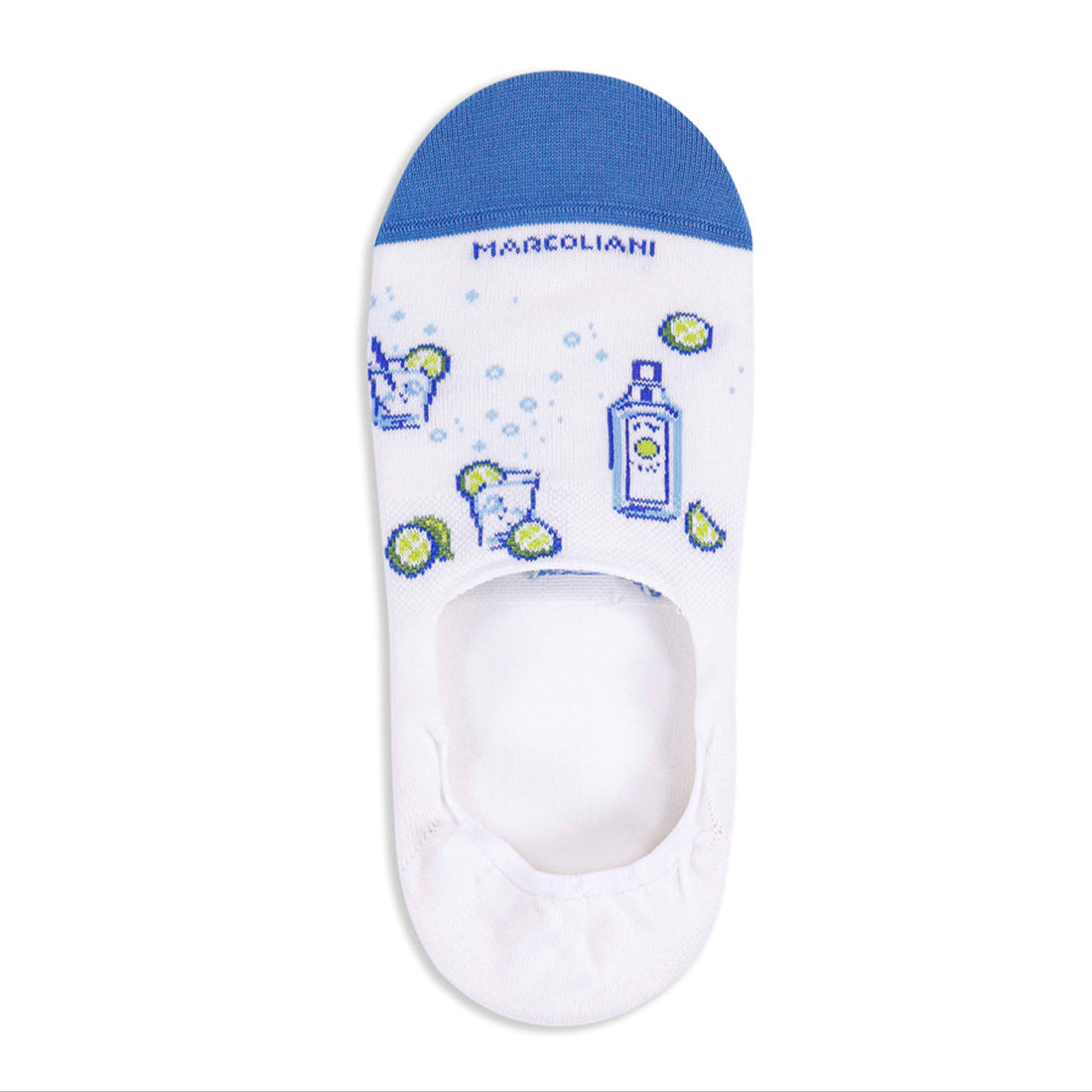 White Gin Tonic Pima Cotton Invisible Touch No-Show Socks - Marcoliani