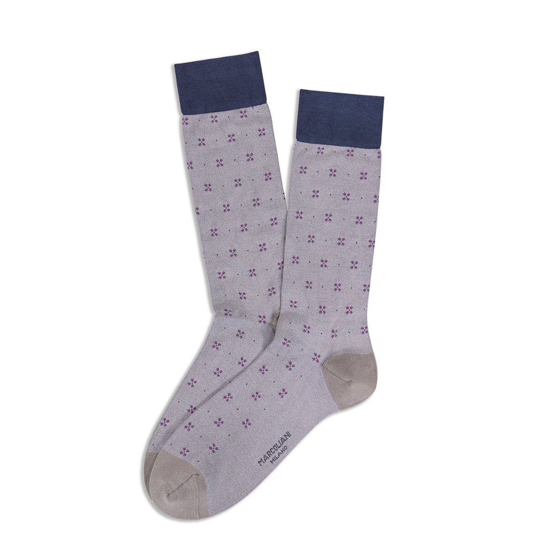 Beige Fresh of Modal Tailor Flowers Mid-Calf Socks - Marcoliani