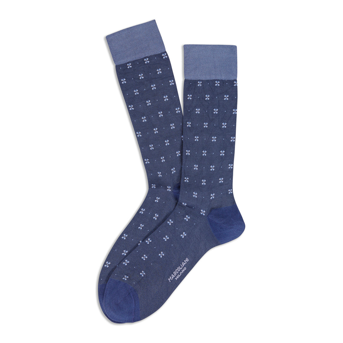 Asphalt Gray Fresh of Modal Tailor Flowers Mid-Calf Socks - Marcoliani