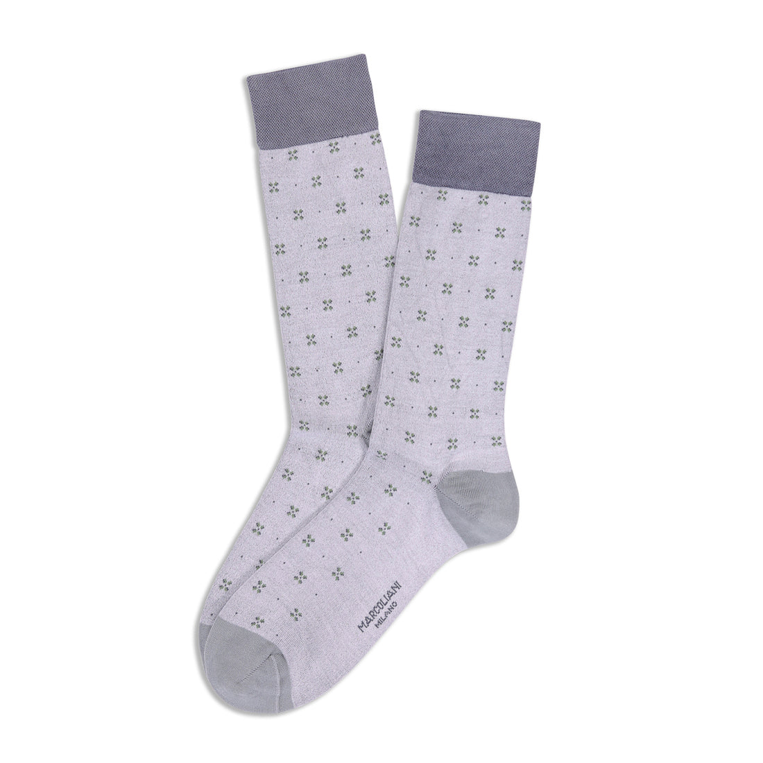 Ice Gray Fresh of Modal Tailor Flowers Mid-Calf Socks - Marcoliani - Boutique Jacques International
