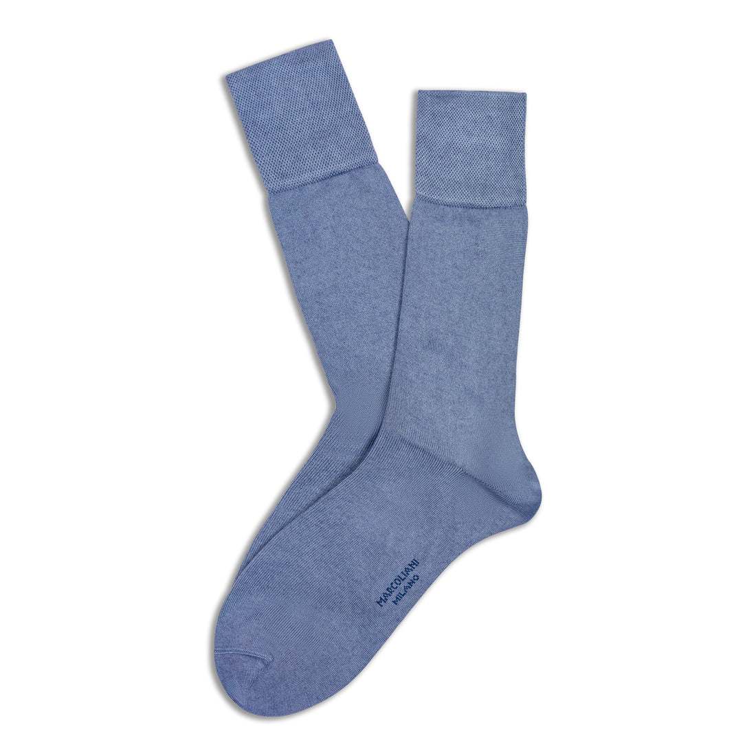 Silver Blue Solid Mousse of Modal Mid-Calf Socks - Marcoliani
