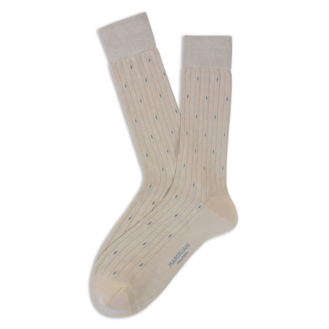 Beige Fresh of Modal Minimal Dot Ribbed Mid-Calf Socks - Marcoliani
