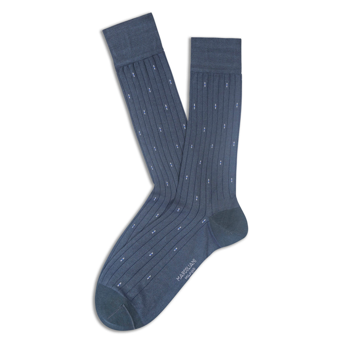Gray Fresh of Modal Minimal Dot Ribbed Mid-Calf Socks - Marcoliani