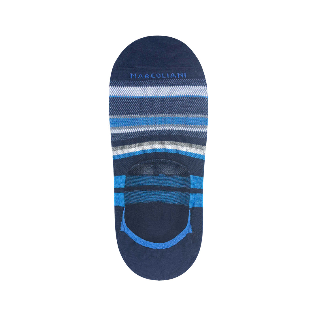 Navy Blue Regatta Stripe Pima Cotton Invisible Touch No-Show Socks - Marcoliani - Boutique Jacques International