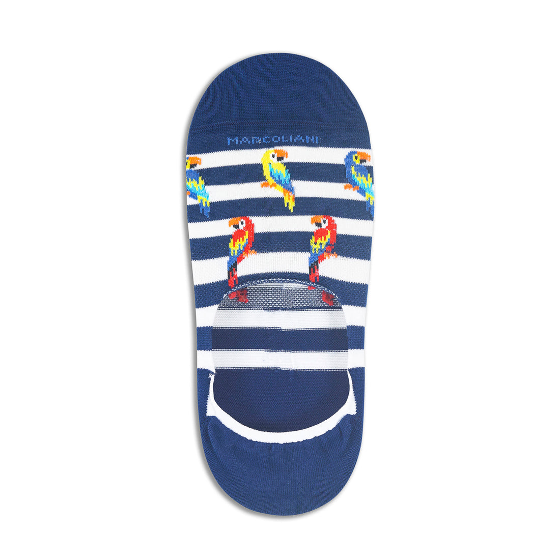 Navy & White Parrot Motif Invisible Touch No-Show Socks - Marcoliani - Boutique Jacques International