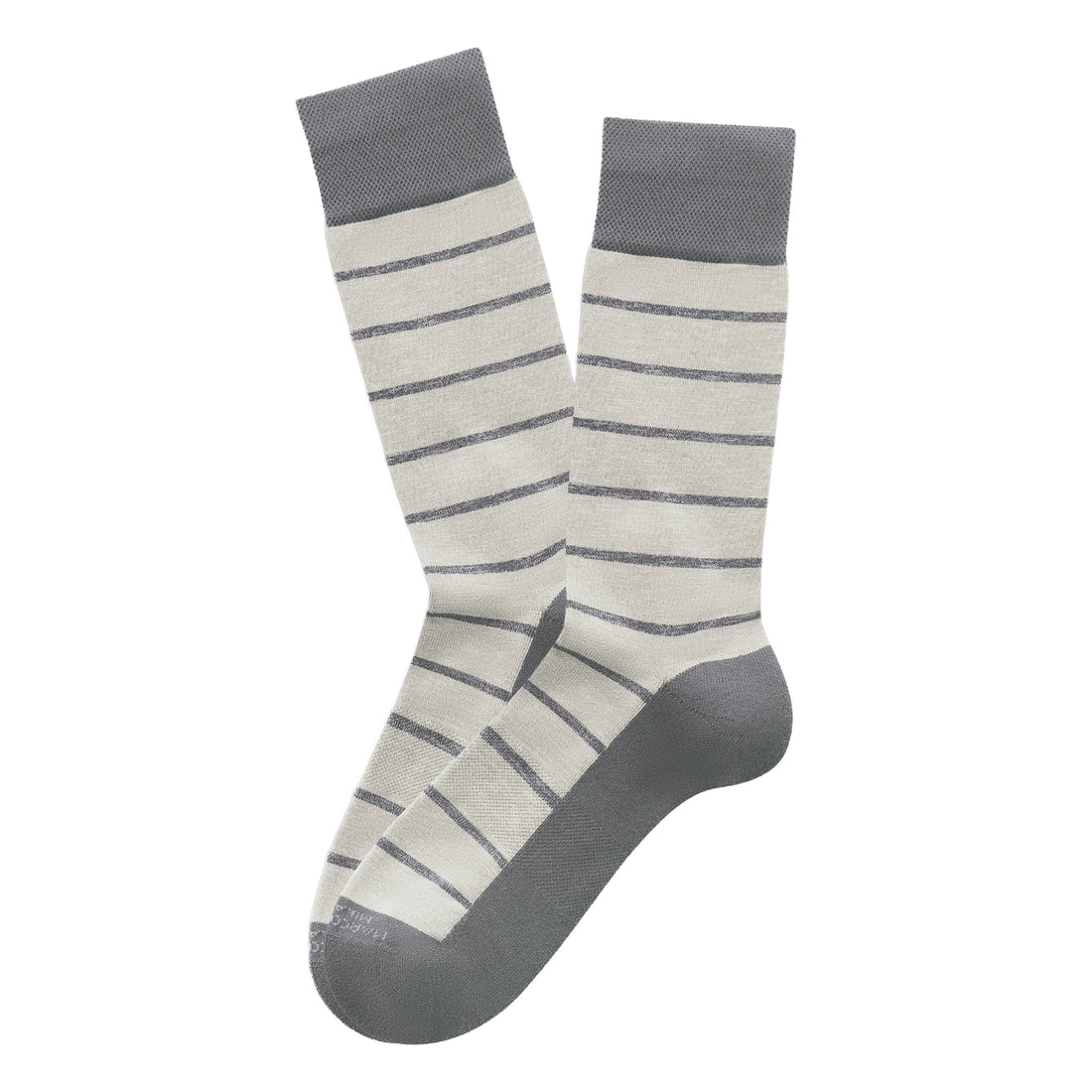 Ice Gray Pima Cotton Classic Stripe Mid-Calf Sneaker Socks - Marcoliani - Boutique Jacques International