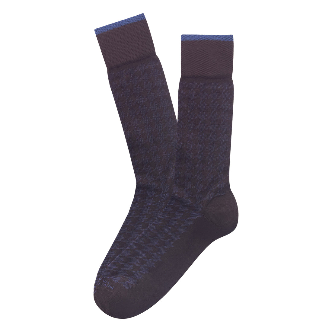 Dark Brown Houndstooth Mousse of Modal Mid-Calf Socks - Marcoliani