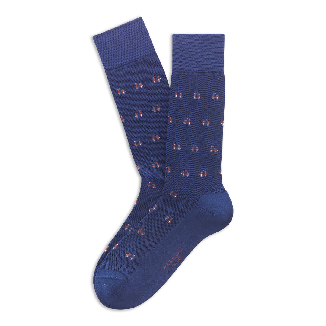 Indigo Blue Tiny Scooter Pima Cotton Mid-Calf Socks - Marcoliani - Boutique Jacques International