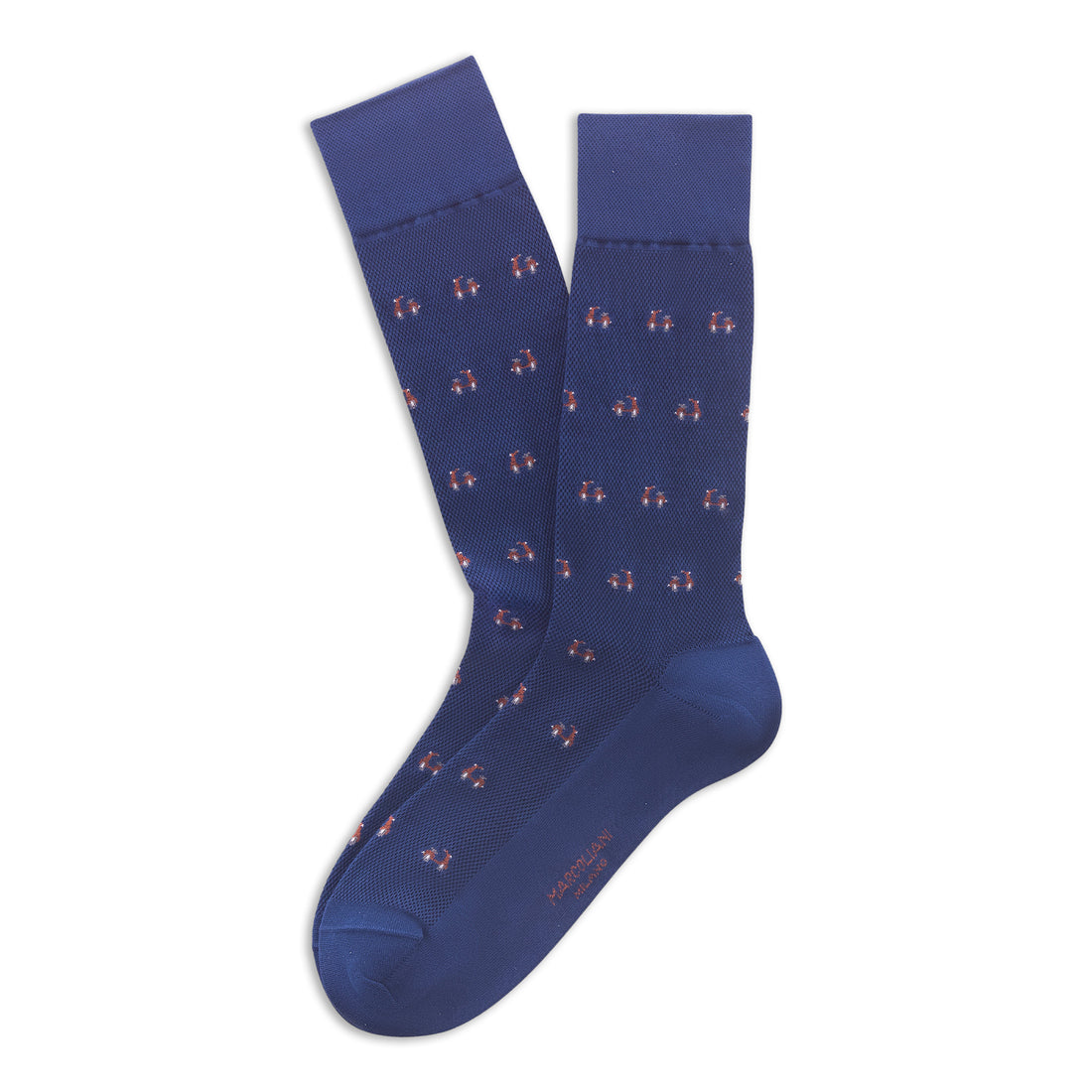 Indigo Blue Tiny Scooter Pima Cotton Mid-Calf Socks - Marcoliani - Boutique Jacques International
