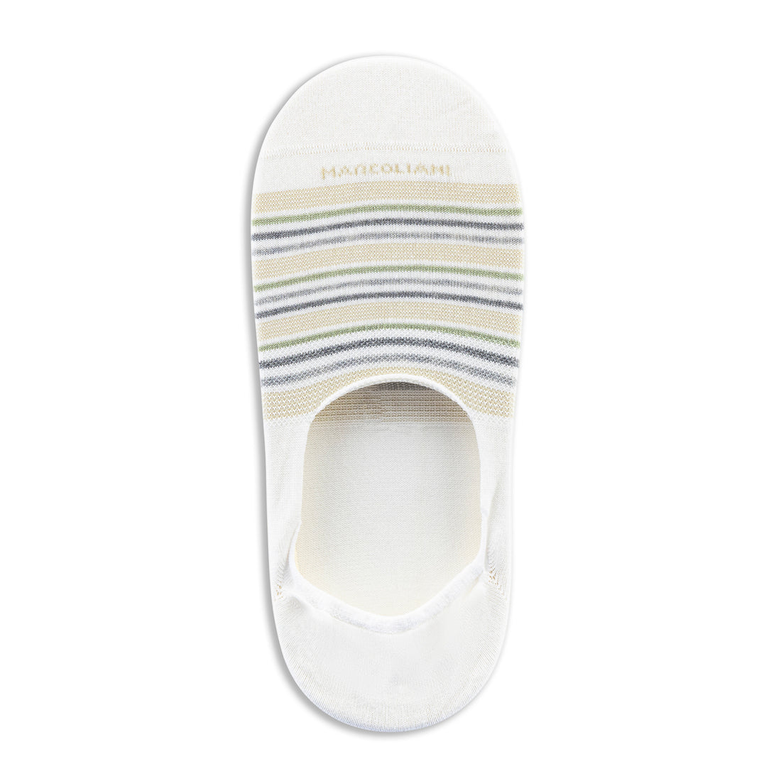 White Torino Stripe Invisible Touch No-Show Socks - Marcoliani - Boutique Jacques International