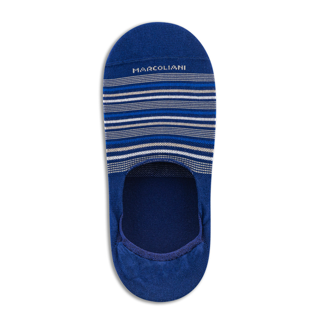 Blue/Beige Torino Stripe Invisible Touch No-Show Socks - Marcoliani - Boutique Jacques International