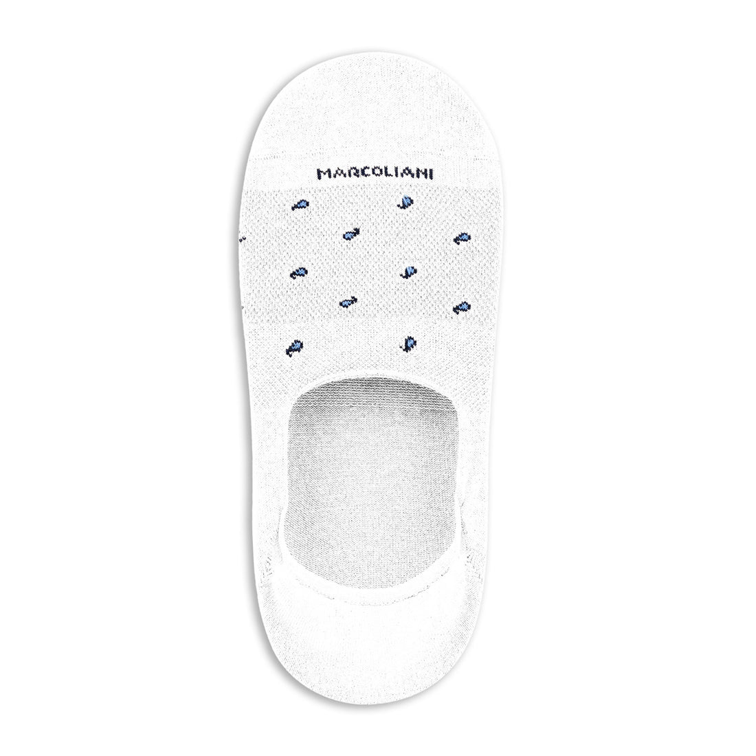 White Tiny Paisley Motif Invisible Touch No-Show Socks - Marcoliani - Boutique Jacques International