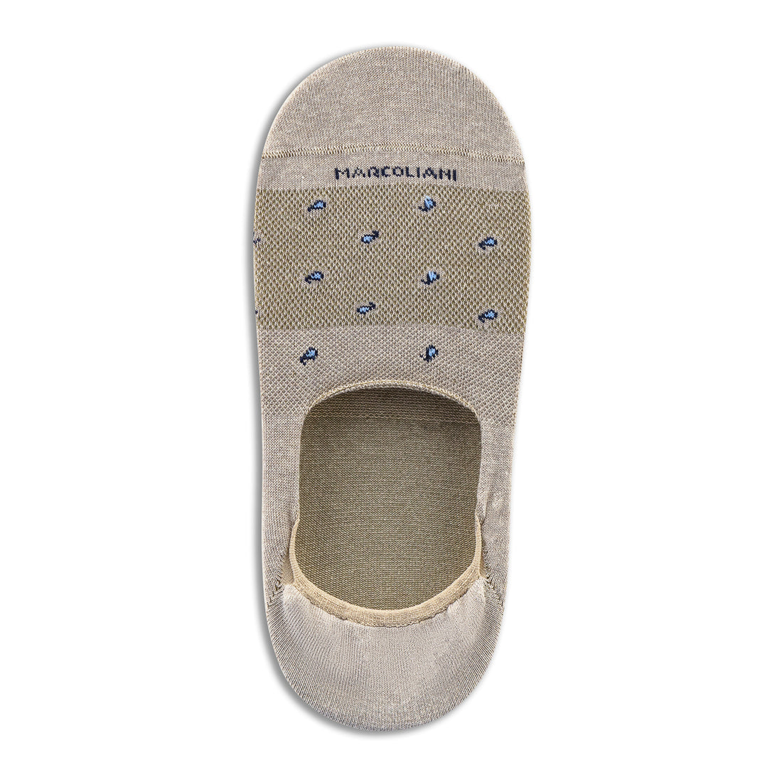 Beige Tiny Paisley Motif Invisible Touch No-Show Socks - Marcoliani - Boutique Jacques International