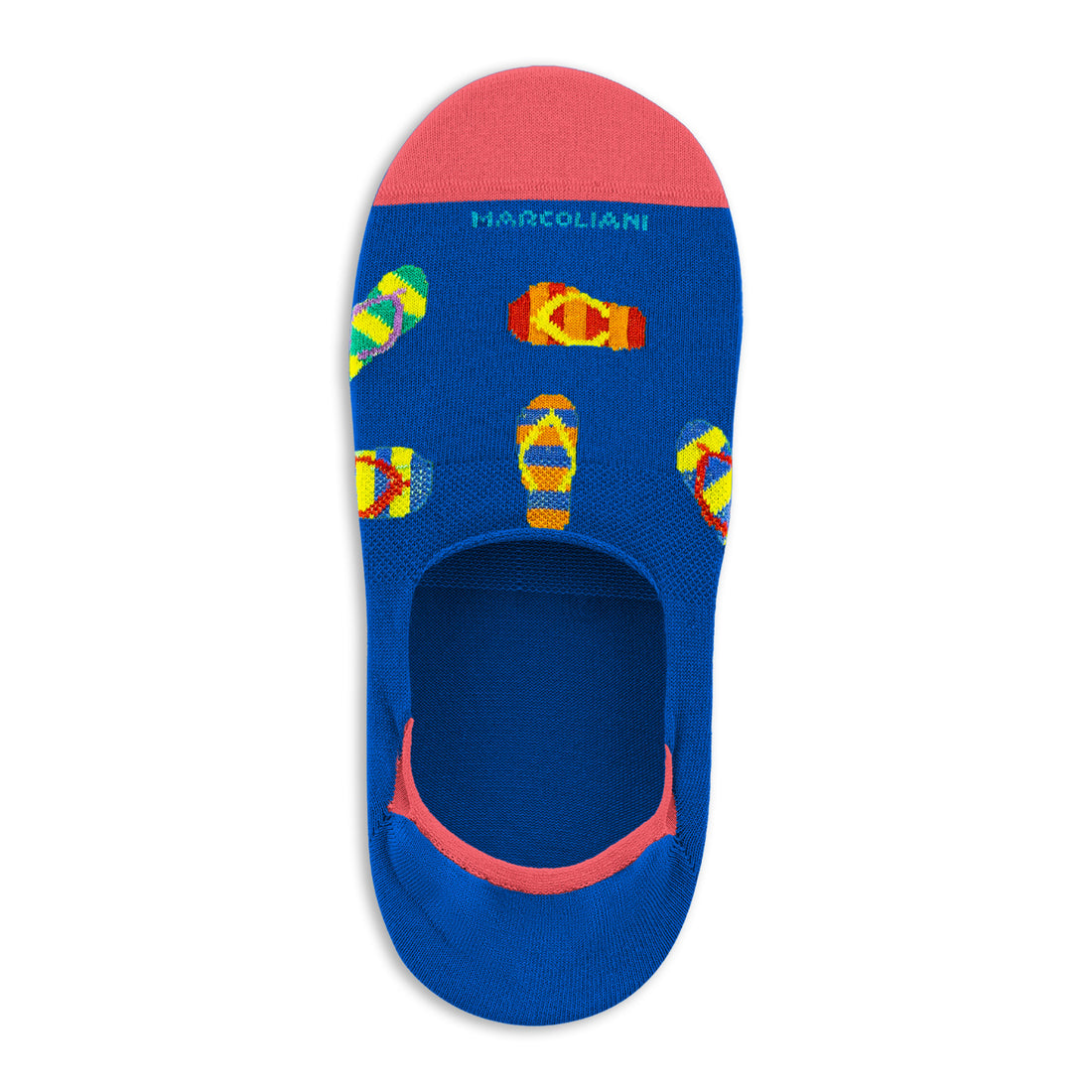 Royal Blue Flip Flop Motif Invisible Touch No-Show Socks - Marcoliani - Boutique Jacques International