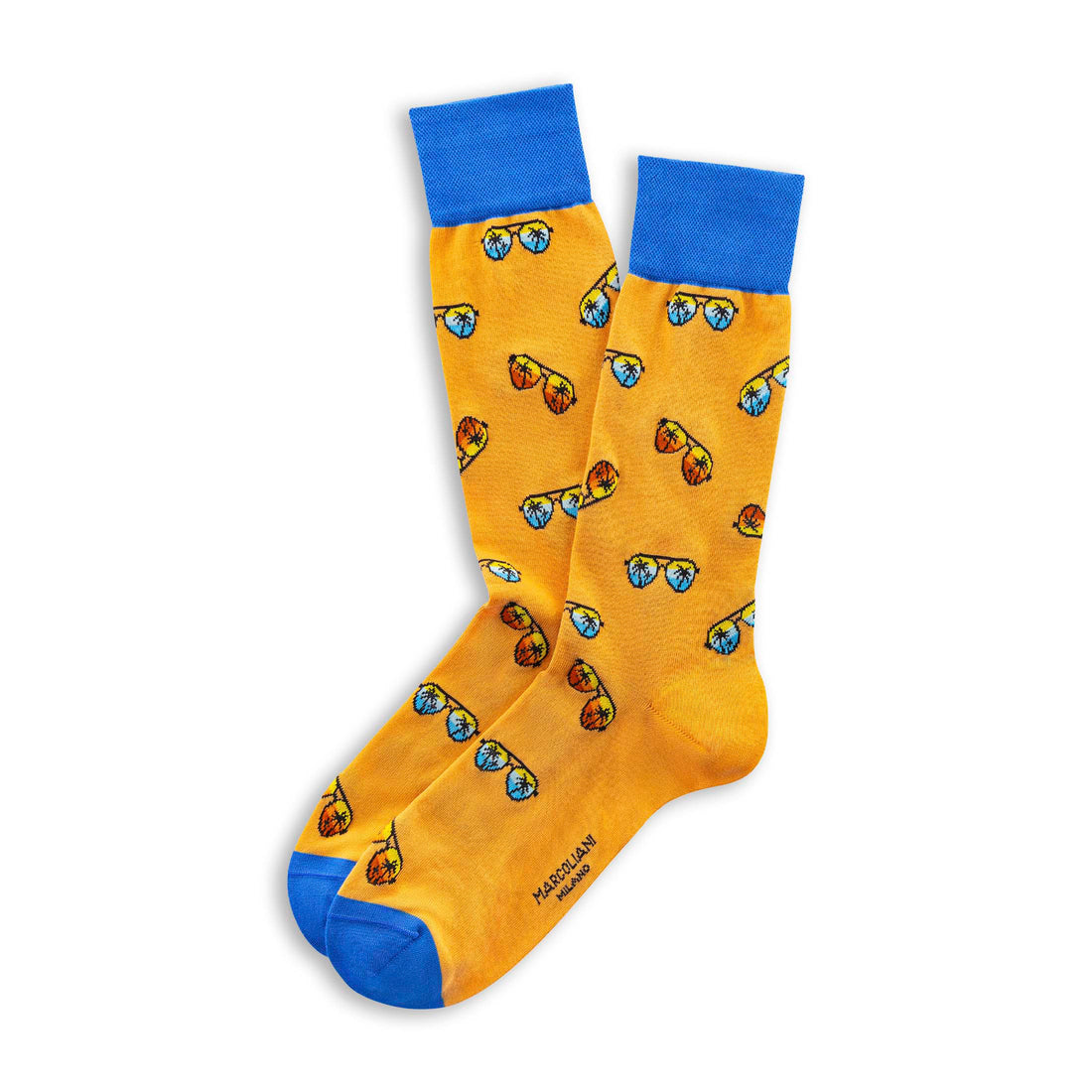 Orange Sunglasses Motif Pima Cotton Mid-Calf Socks - Marcoliani - Boutique Jacques International