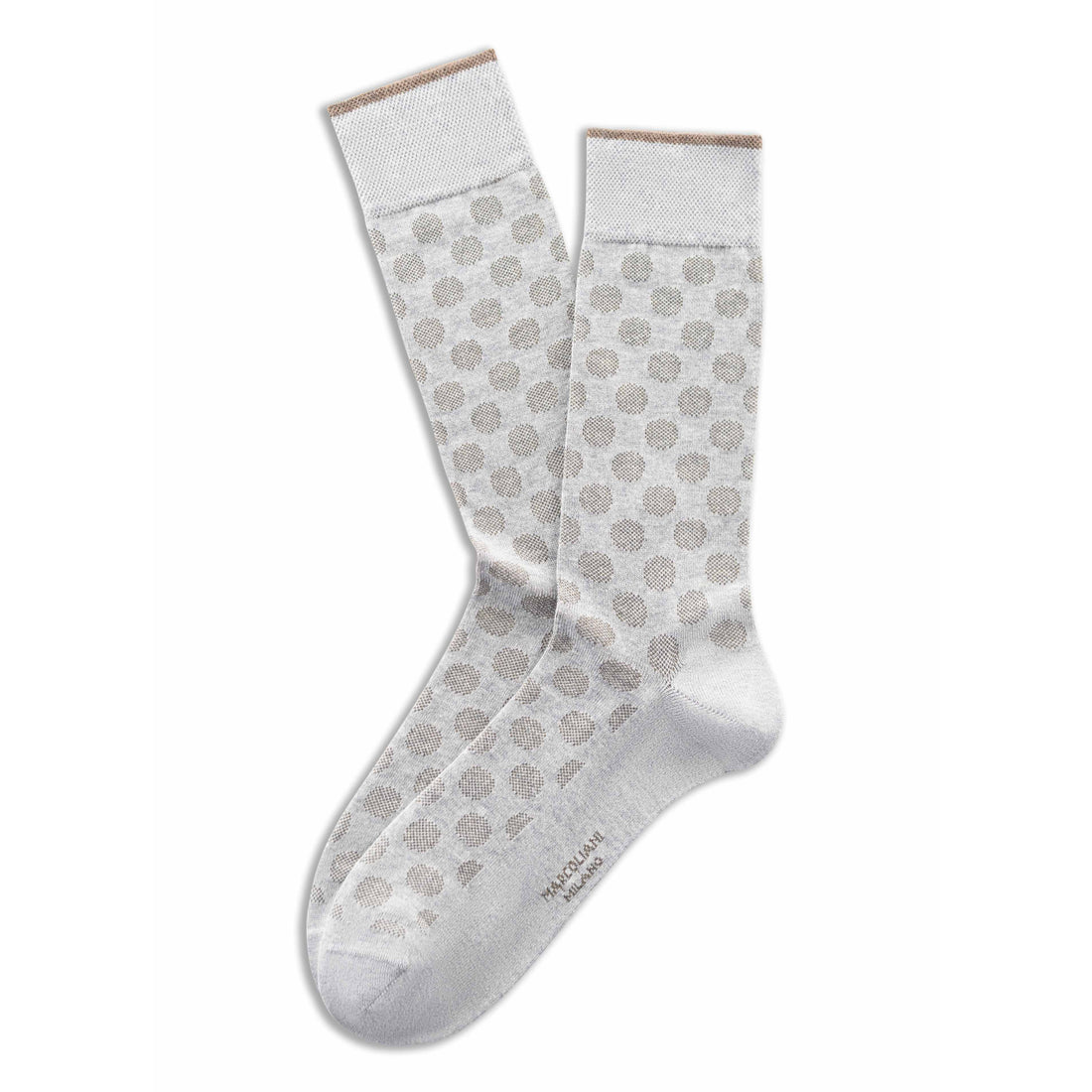Pearl Gray Dots Motif Essence of Cotton Mid-Calf Sock - Marcoliani