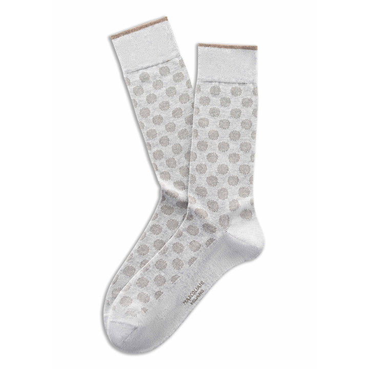 Pearl Gray Dots Motif Essence of Cotton Mid-Calf Sock - Marcoliani
