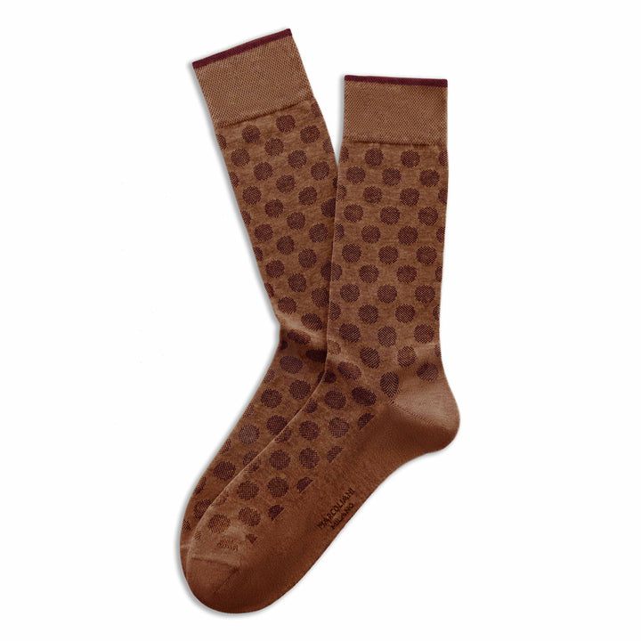 Cocoa Dots Motif Essence of Cotton Mid-Calf Sock - Marcoliani