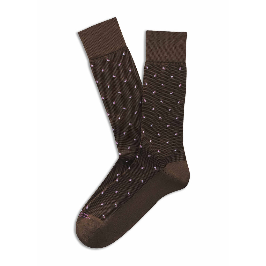 Dark Brown Tiny Paisley Essence of Cotton Mid-Calf Sock - Marcoliani
