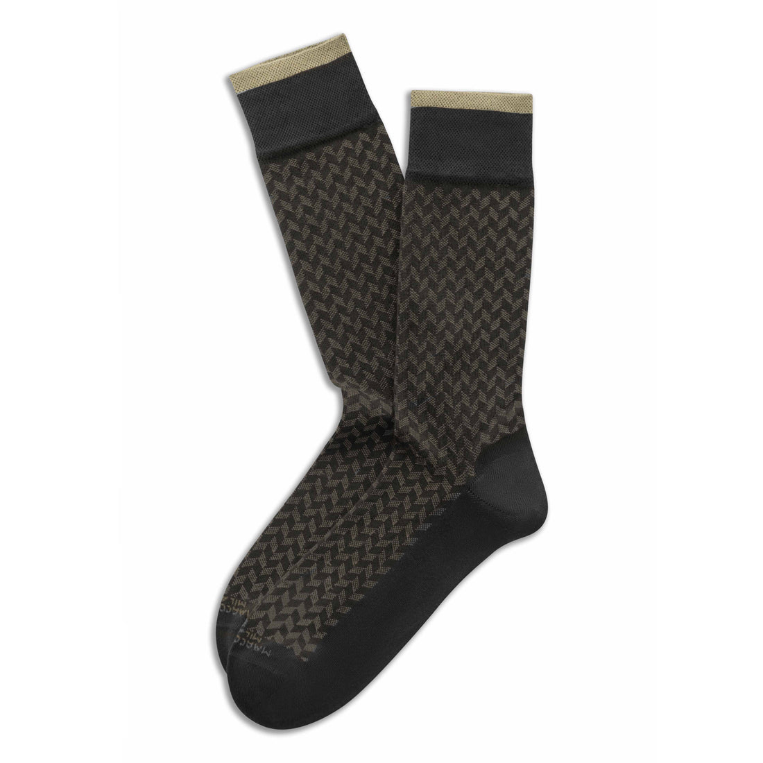 Charcoal Herringbone Mousse of Modal Mid-Calf Socks - Marcoliani