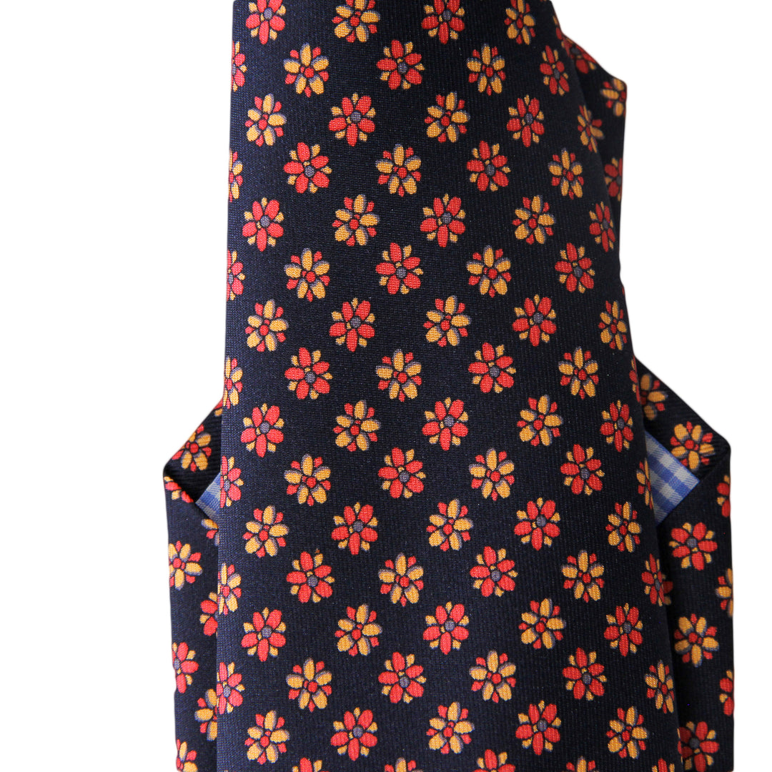 Navy Flower Silk Tie - Marchesi di Como
