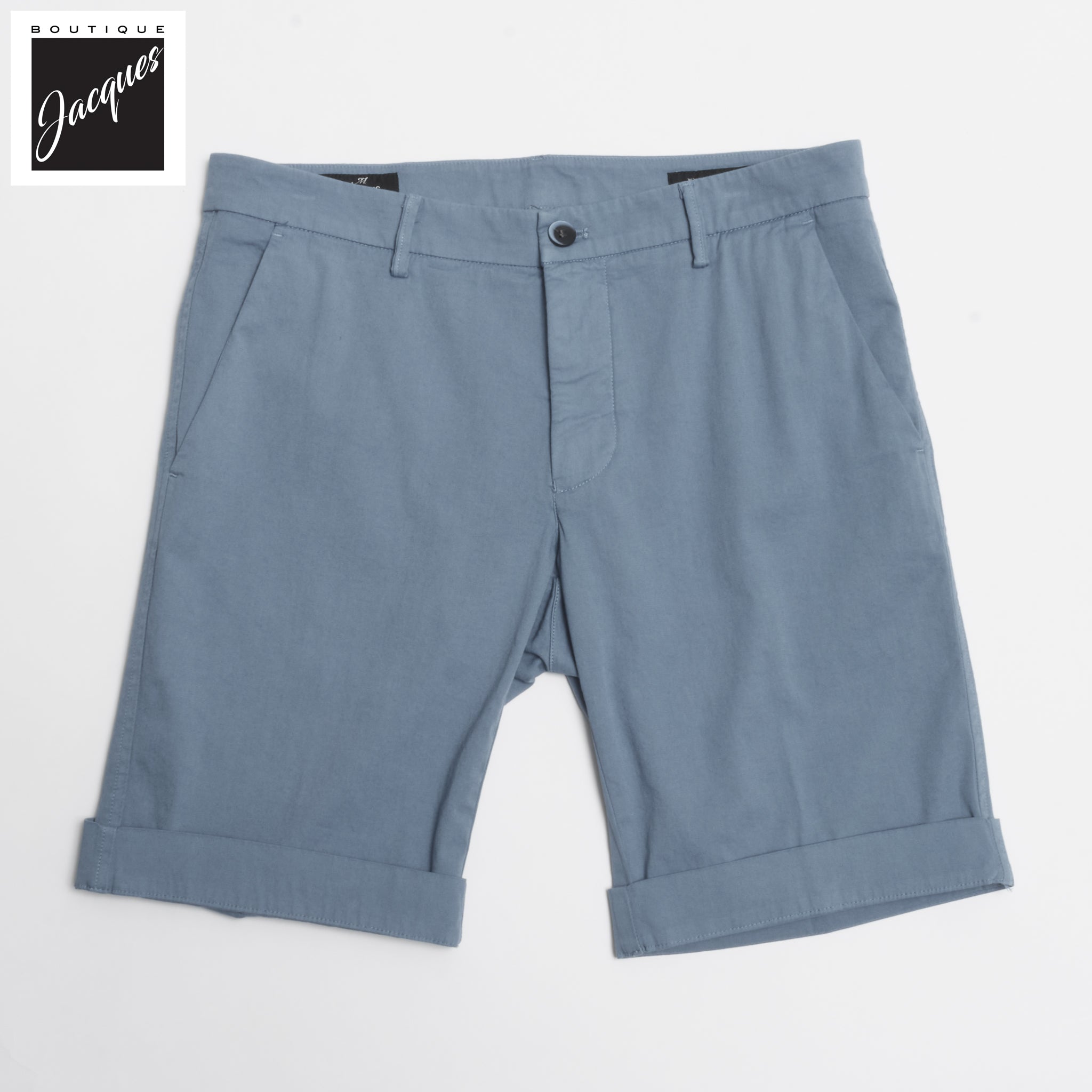 Cadet Blue Cotton-Stretch Torino Slim Fit Bermuda Shorts - Mason's - Boutique Jacques International
