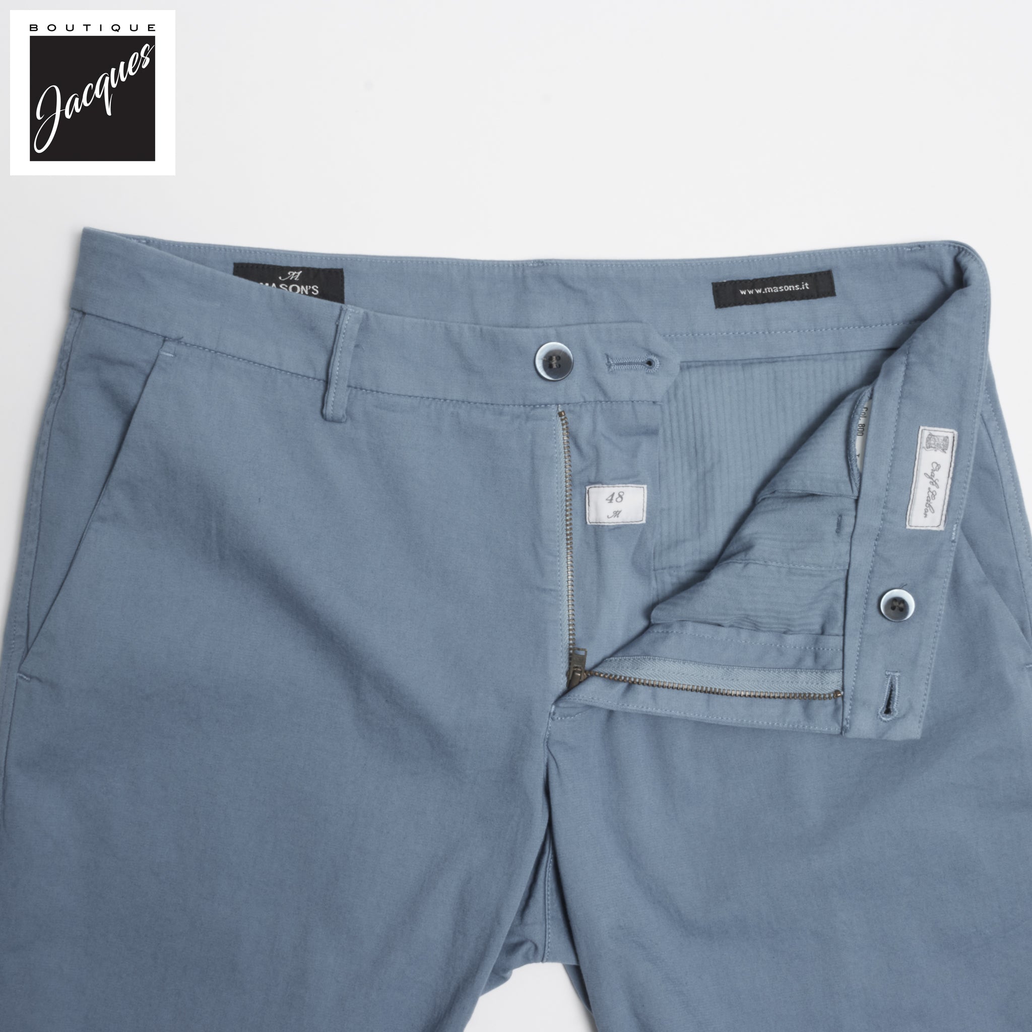 Cadet Blue Cotton-Stretch Torino Slim Fit Bermuda Shorts - Mason's - Boutique Jacques International