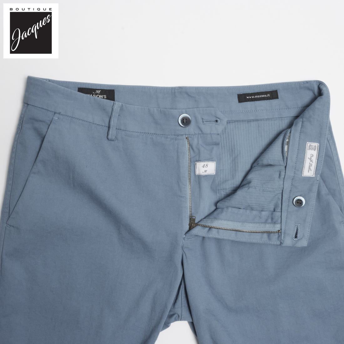 Cadet Blue Cotton-Stretch Torino Slim Fit Bermuda Shorts - Mason's - Boutique Jacques International