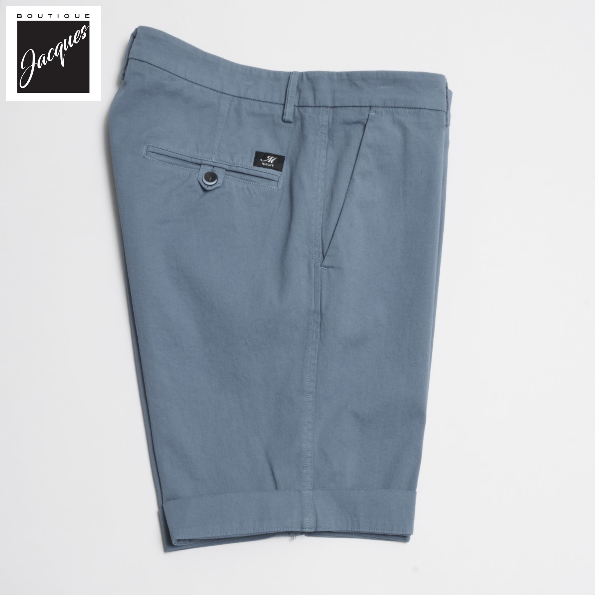 Cadet Blue Cotton-Stretch Torino Slim Fit Bermuda Shorts - Mason's - Boutique Jacques International