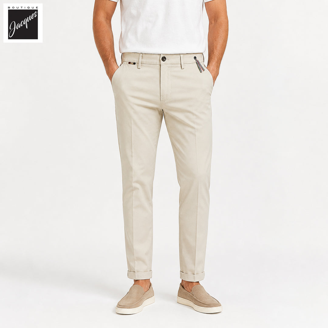 Light Beige Gaberdine Stretch Torino Slim Fit Chino Pants - Mason's - Boutique Jacques International