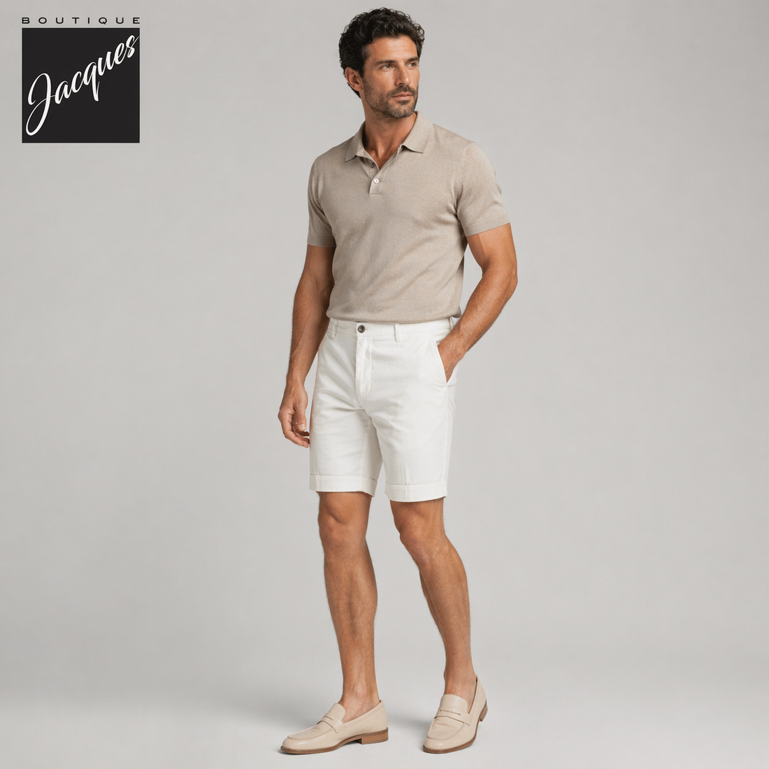 White Cotton-Stretch Torino Slim Fit Bermuda Shorts - Mason's - Boutique Jacques International