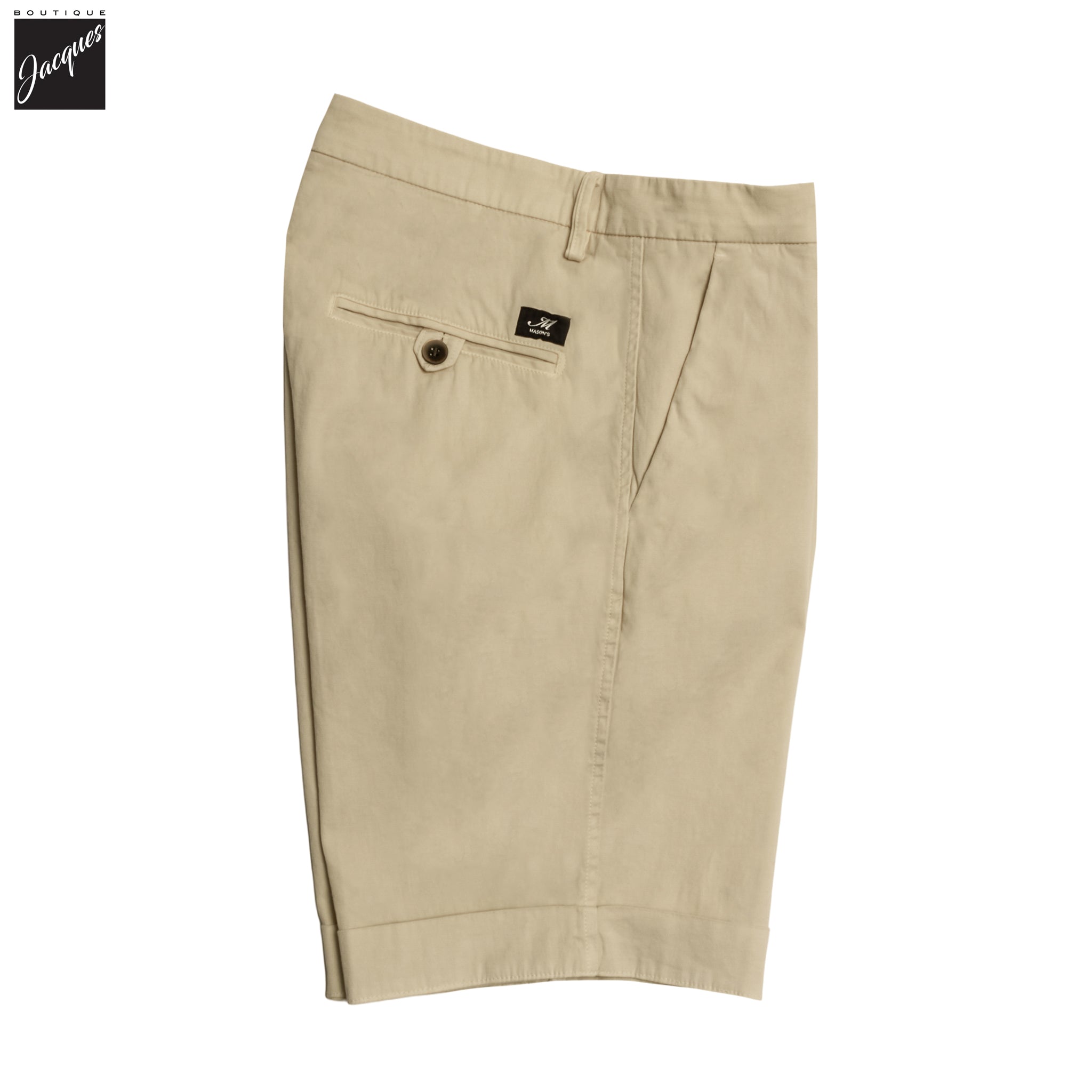 Beige Cotton-Stretch Torino Slim Fit Bermuda Shorts - Mason's - Boutique Jacques International