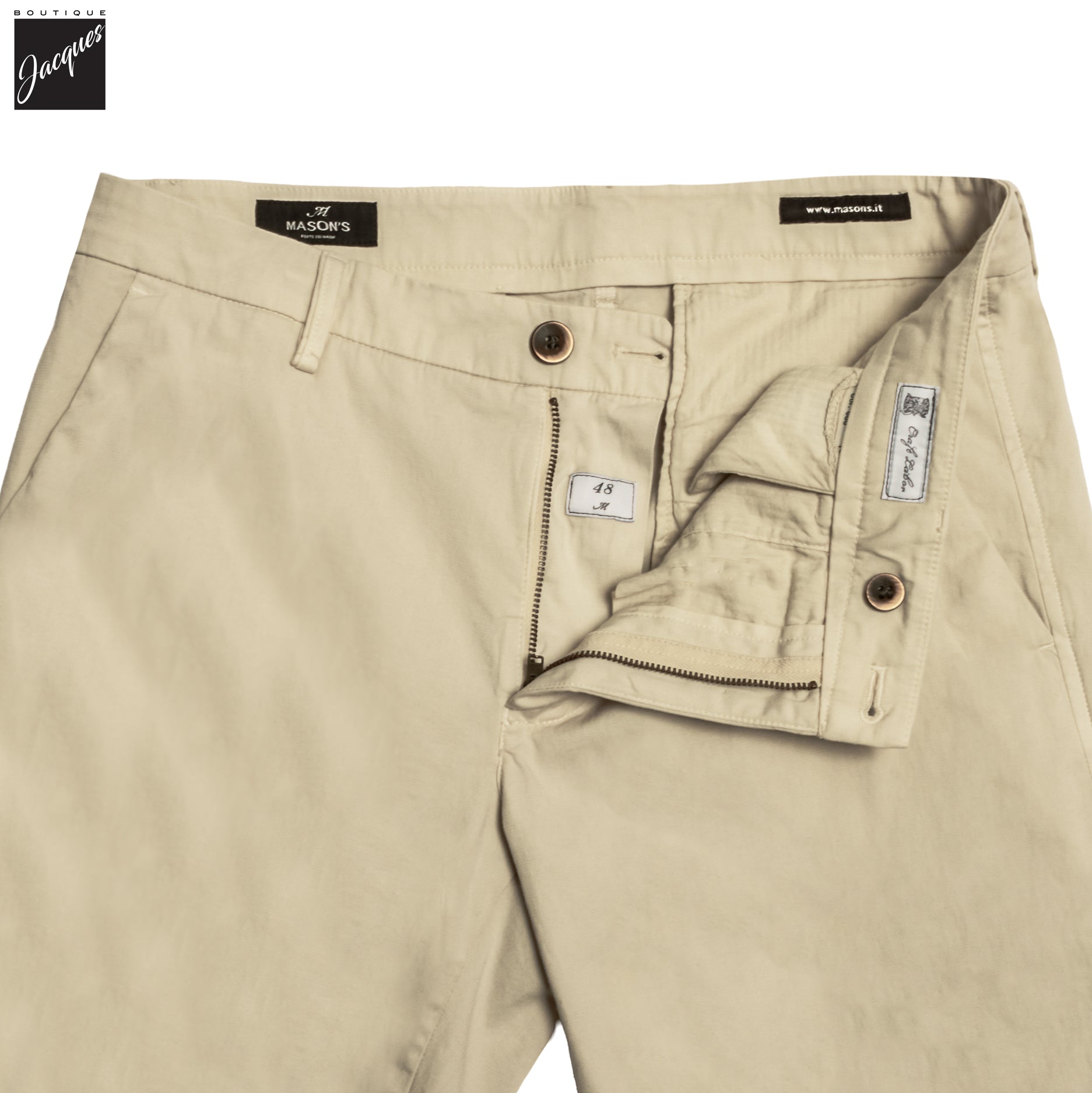 Beige Cotton-Stretch Torino Slim Fit Bermuda Shorts - Mason's - Boutique Jacques International